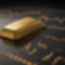 Gold bar with stock market graphs in the background