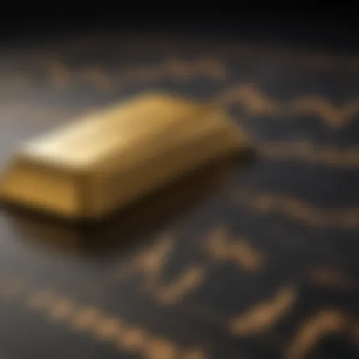 Gold bar with stock market graphs in the background