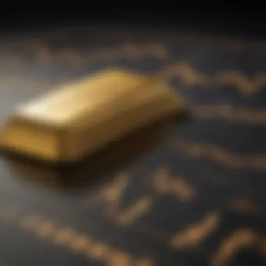 Gold and Stock Market Dynamics Gold bar with stock market graphs in the background