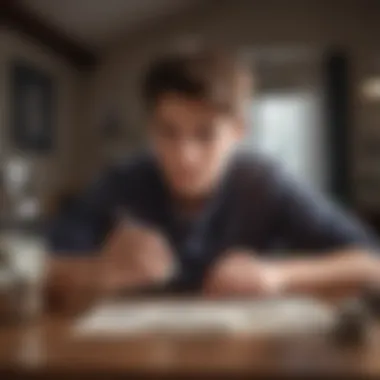 Young Individual Analyzing Their Savings A young individual analyzing their savings