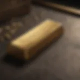 An elegant gold bullion bar resting on a display table