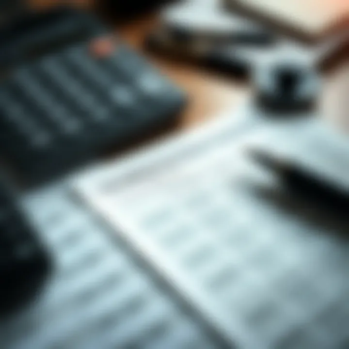 Calculator and budget sheets illustrating down payment calculations