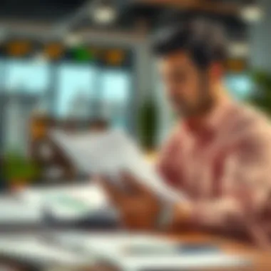 Business owner reviewing financial documents