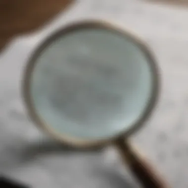 A magnifying glass over financial documents representing research