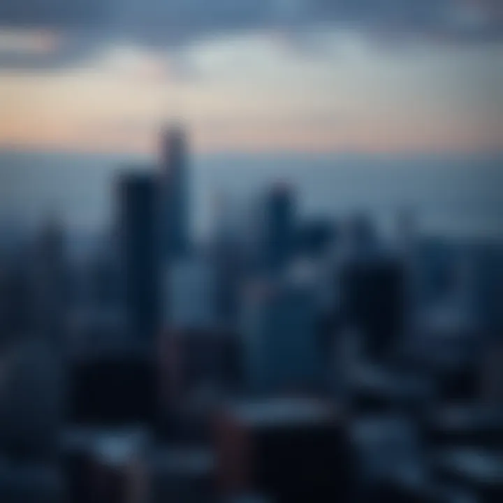 Chicago Skyline and Financial Landscape Scenic view of Chicago skyline with financial institutions