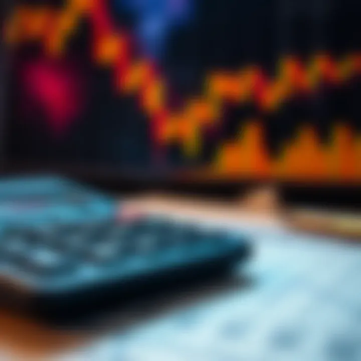 Calculating Financial Insights A close-up of a calculator with financial graphs in the background