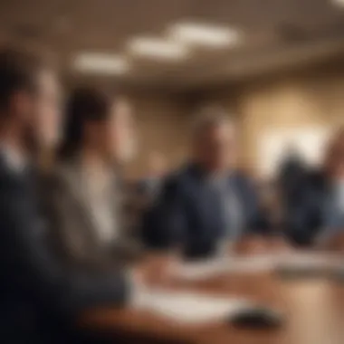 Strategizing for Success A conference room filled with professionals discussing career strategies