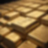 Gold bars stacked neatly