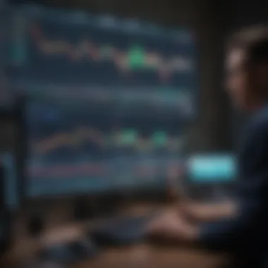 A trader analyzing stock charts on a computer screen.