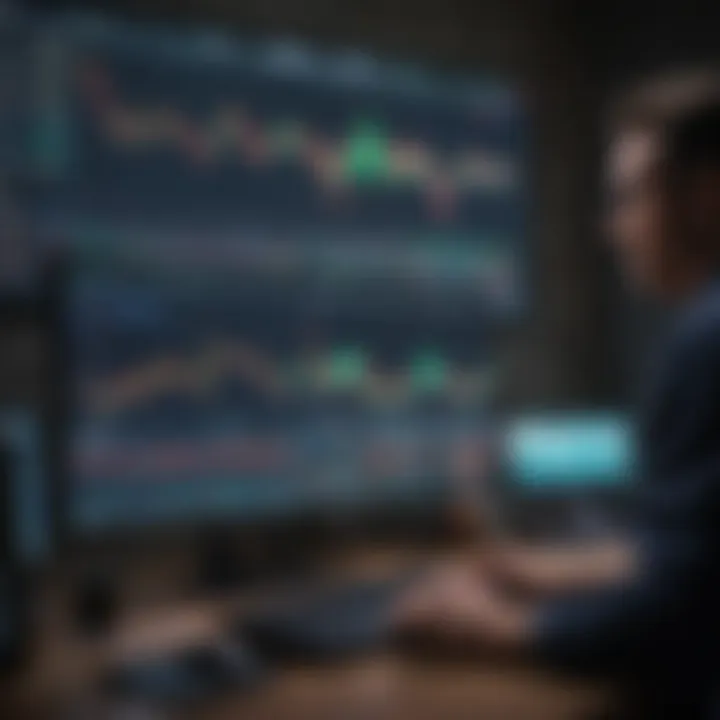 A trader analyzing stock charts on a computer screen.