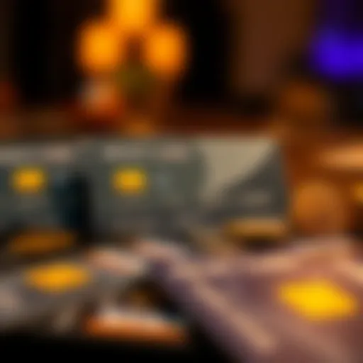 Illustration of credit cards with reward symbols