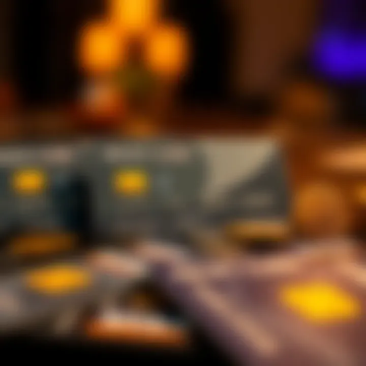 Illustration of credit cards with reward symbols