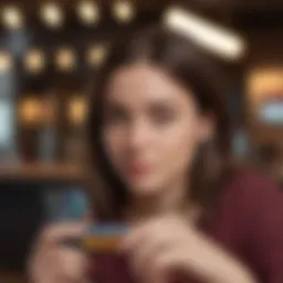 A young adult contemplating credit card options