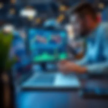 Investor utilizing trading software on a laptop