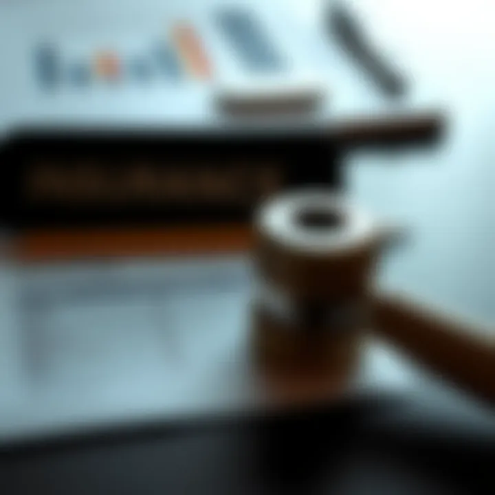 Illustration of business insurance policy documents and financial reports