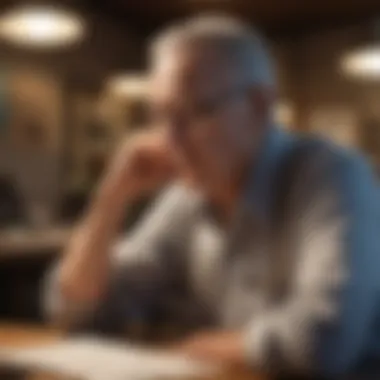 Contemplating Retirement Choices A thoughtful individual contemplating their retirement journey