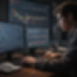 A student analyzing trading charts on a laptop