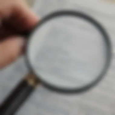 A magnifying glass focusing on fine print in a document.