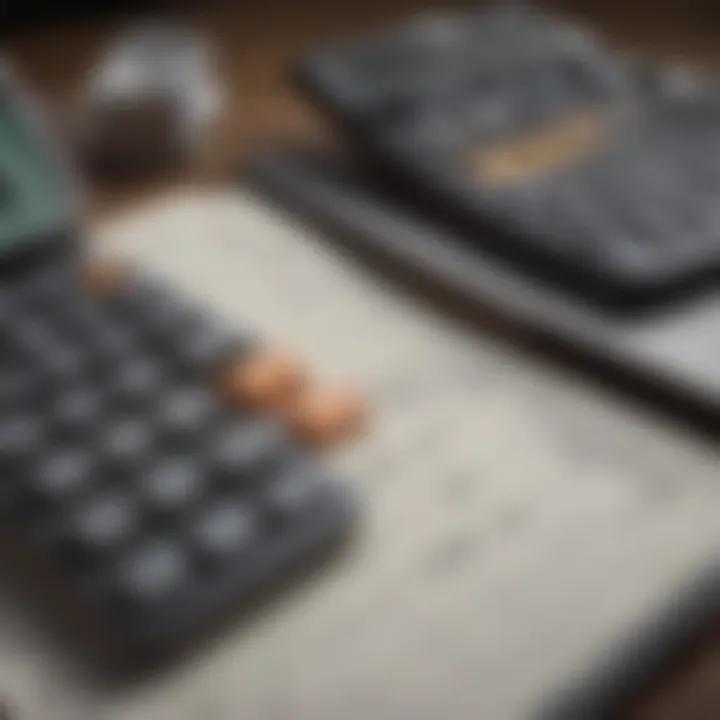 A calculator with financial documents illustrating budgeting