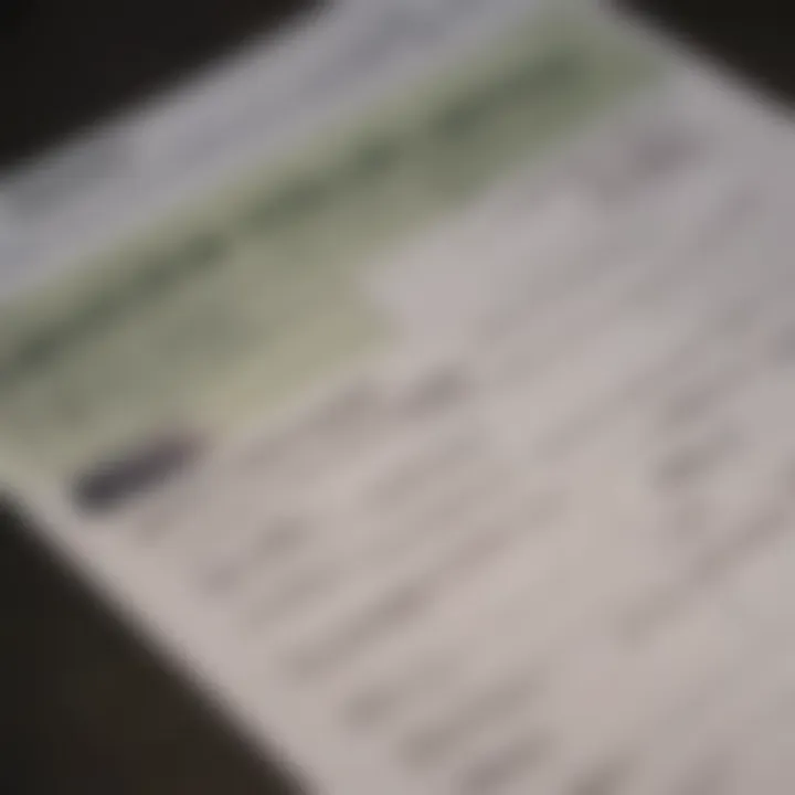 A close-up of a checking account statement