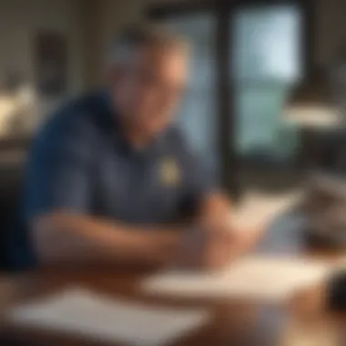 A veteran reviewing documents at a desk