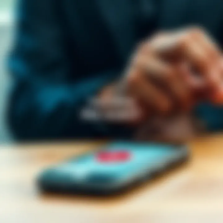 A phone with a report button representing reporting to authorities